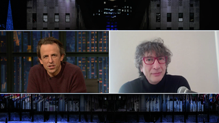Neil Gaiman reassures Seth Meyers <i>Sandman</i> is finally stirring, calls reality unconvincing
